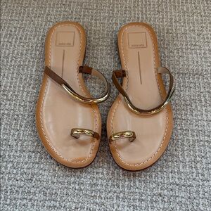 Dolce Vita Gold and Tan Leather Women's Sandals Size 9W